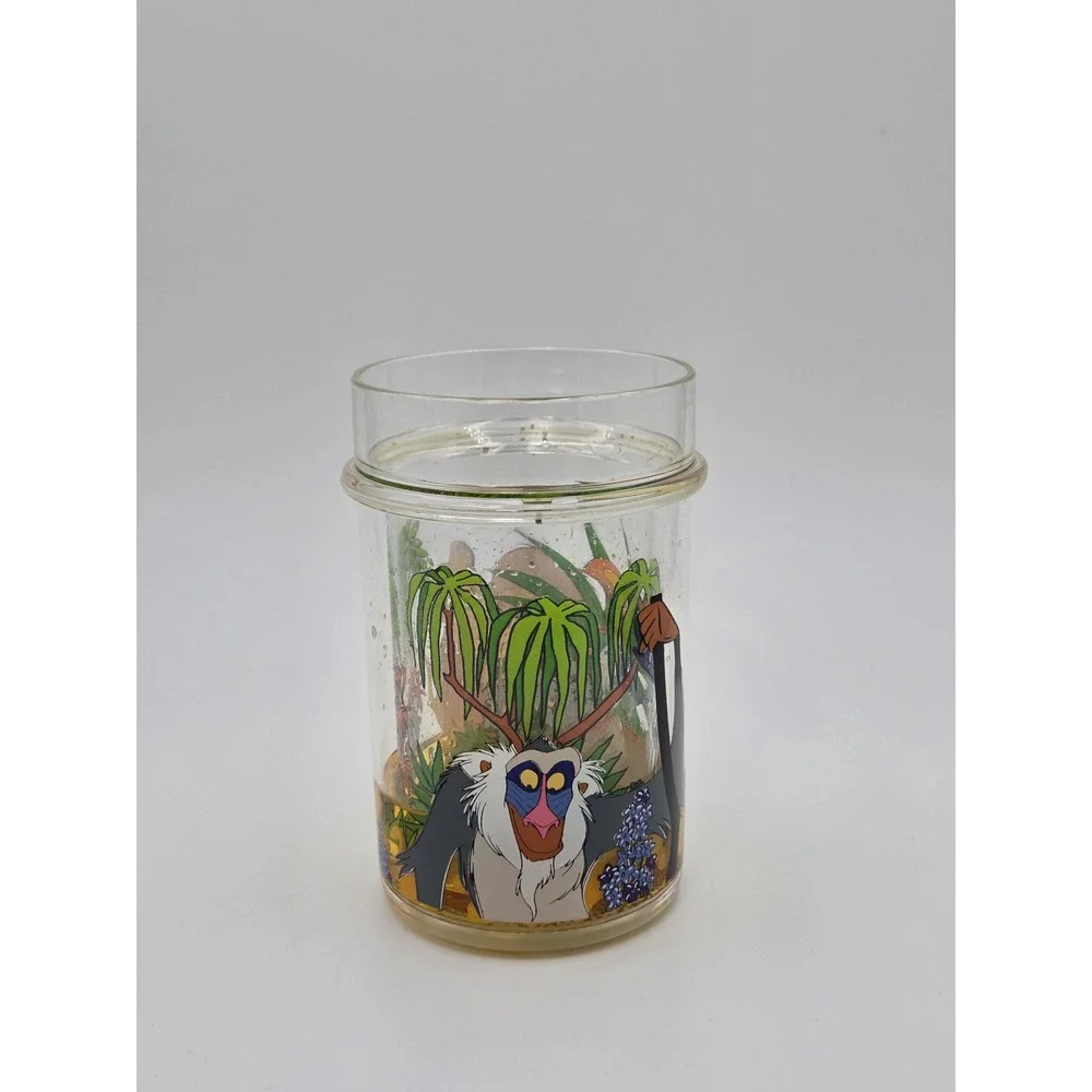 Vintage Disney The Lion King Liquid Glitter Tumbler Simba Mufasa Rafiki Cup